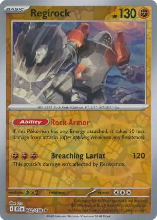 082/159 Regirock Reverse Holo Journey Together Pokémon Card