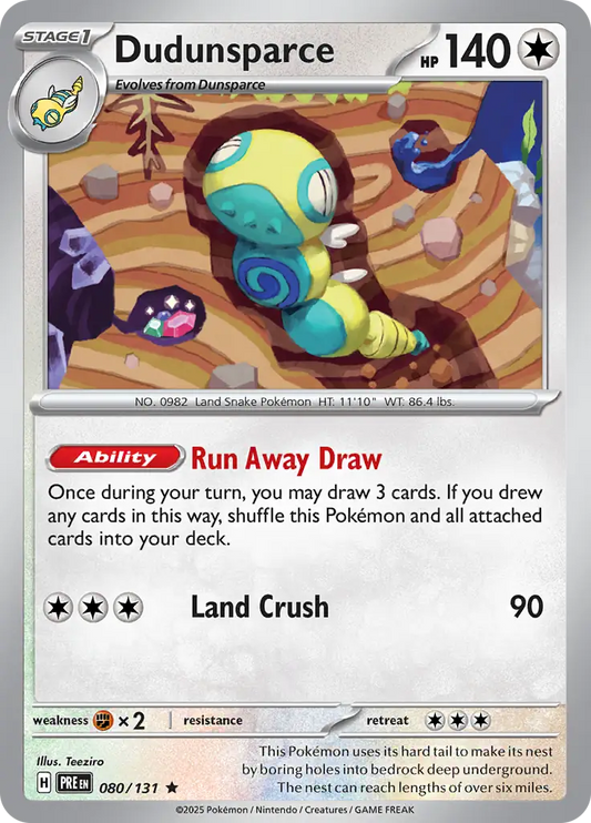 080/131 Dudunsparce Prismatic Evolutions Pokémon Card