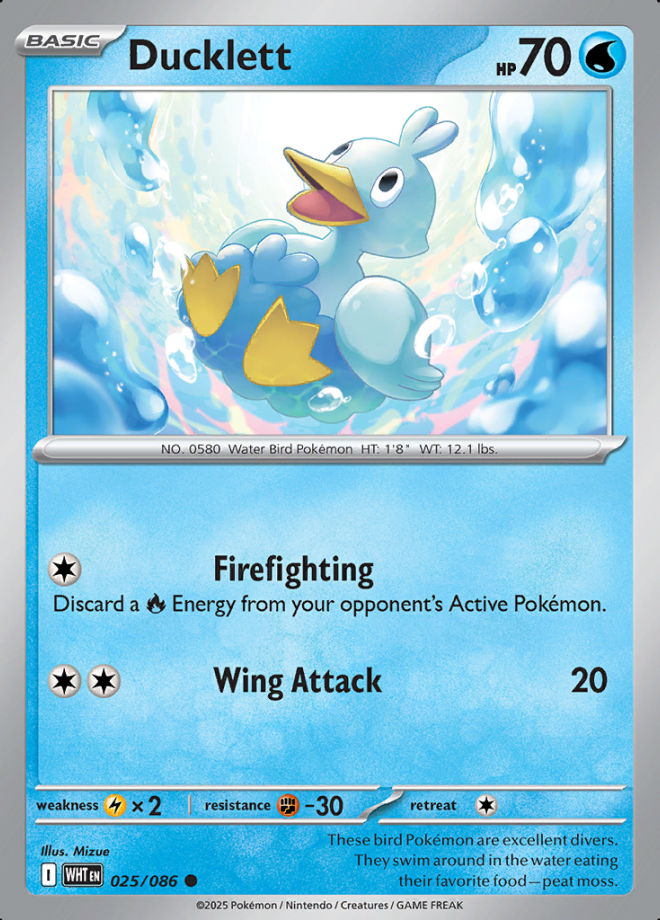 025/086 Ducklett White Flare Pokémon Card