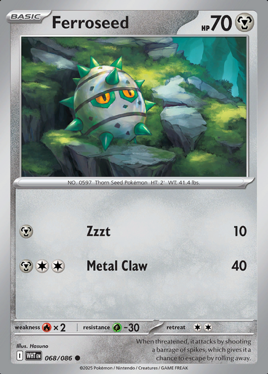 068/086 Ferroseed White Flare Pokémon Card