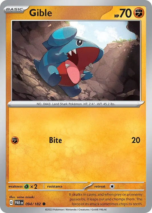 094/182 Gible Paradox Rift Pokémon Card