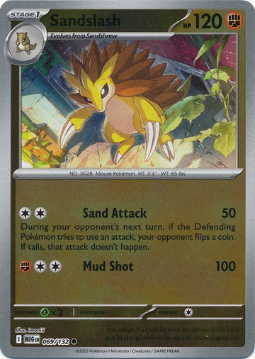 069/132 Sandslash Reverse Holo Mega Evolution Pokémon Card