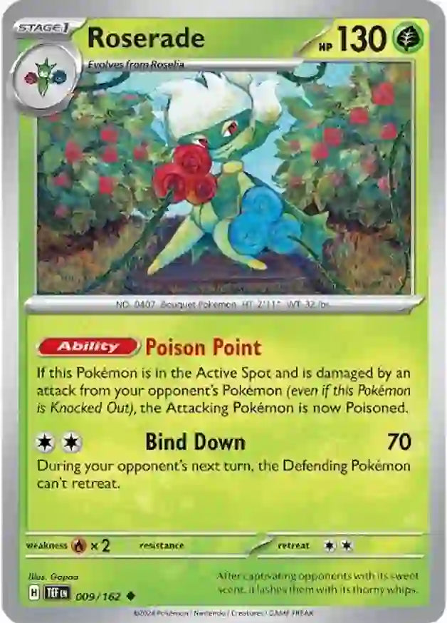 009/162 Roserade Temporal Forces Pokémon Card