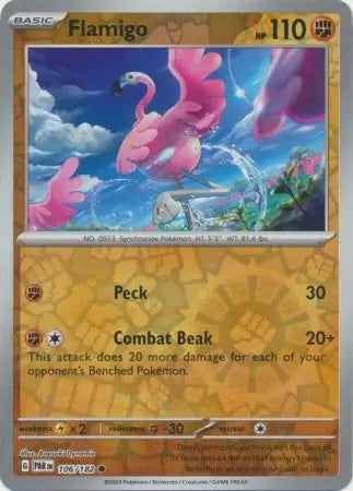 106/182 Flamigo Reverse Holo Paradox Rift Pokémon Card