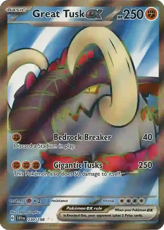 230/198 Great Tusk ex Scarlet & Violet Base Set Pokémon Card