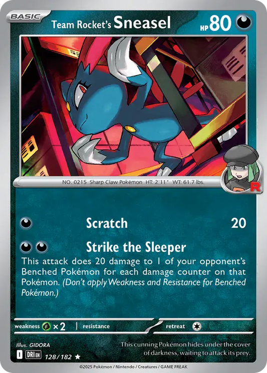 128/182 Team Rocket's Sneasel Destined Rivals Pokémon Card