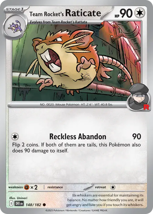 148/182 Team Rocket's Raticate Destined Rivals Pokémon Card