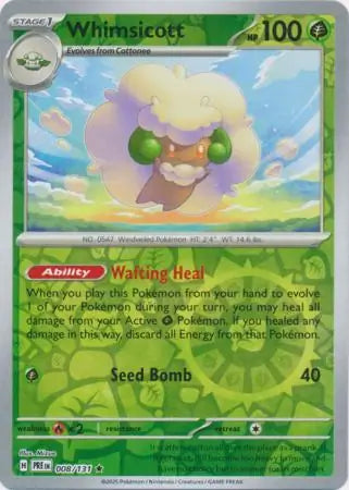 008/131 Whimsicott Reverse Holo Prismatic Evolutions Pokémon Card