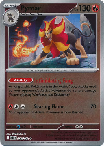 024/132 Pyroar Reverse Holo Mega Evolution Pokémon Card