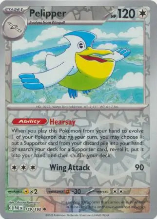 159/193 Pelipper Reverse Holo Paldea Evolved Pokémon Card