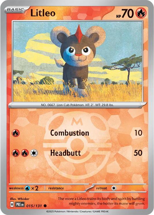 015/131 Litleo Master Ball Holo Prismatic Evolutions Pokémon Card