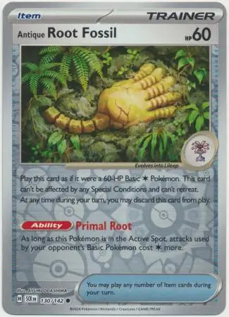 130/142 Antique Root Fossil Reverse Holo Stellar Crown Pokémon Card