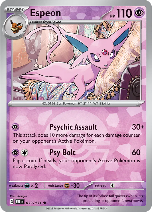 033/131 Espeon Poke Ball Holo Prismatic Evolutions Pokémon Card