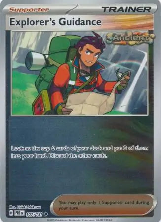 107/131 Explorer's Guidance Reverse Holo Prismatic Evolutions Pokémon Card