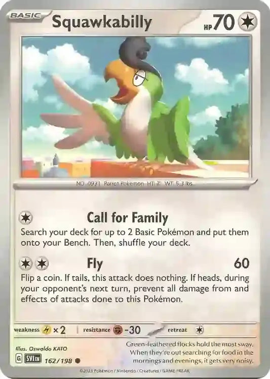 162/198 Squawkabilly Scarlet & Violet Base Set Pokémon Card
