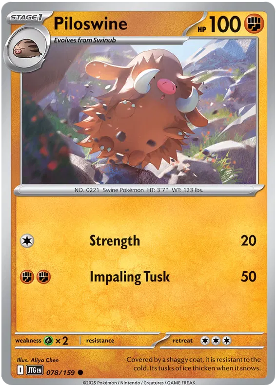 078/159 Piloswine Journey Together Pokémon Card