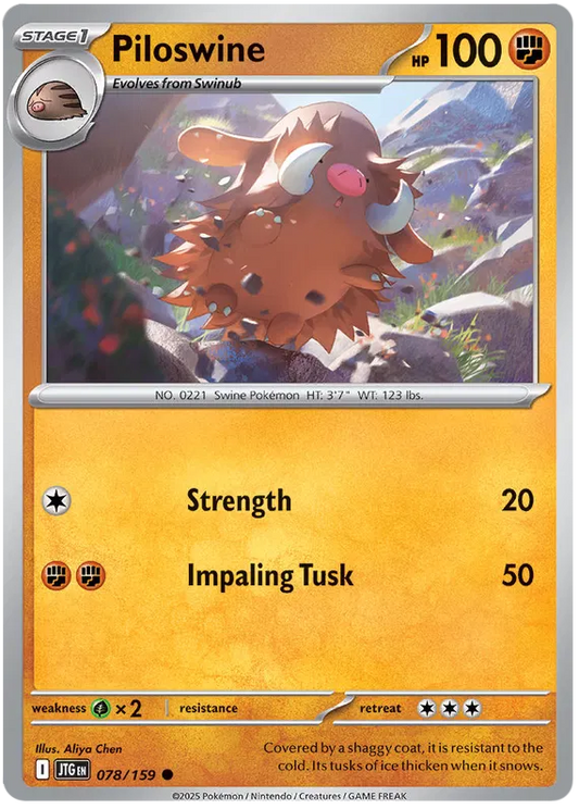 078/159 Piloswine Journey Together Pokémon Card