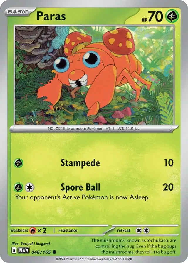 046/165 Paras 151 Pokémon Card