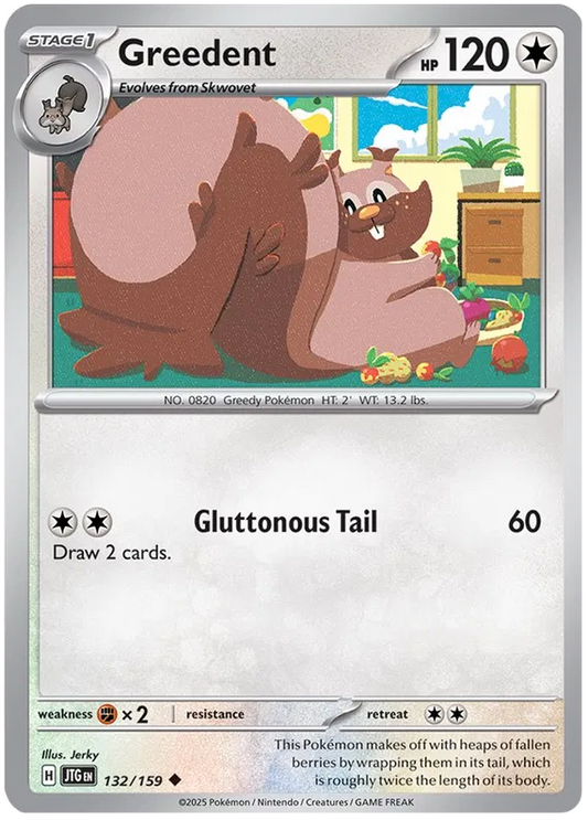 132/159 Greedent Journey Together Pokémon Card