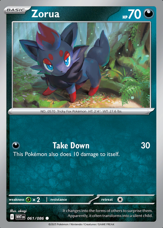 061/086 Zorua White Flare Pokémon Card