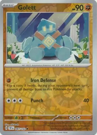 087/162 Golett Reverse Holo Temporal Forces Pokémon Card