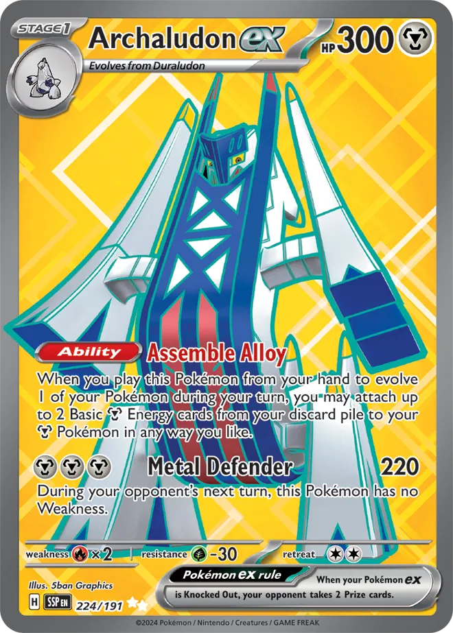 224/191 Archaludon ex Surging Sparks Pokémon Card
