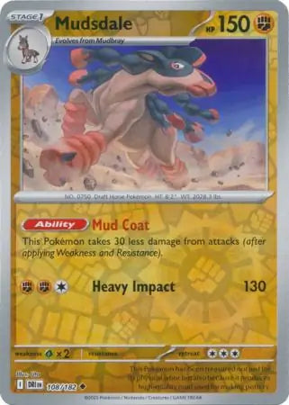 108/182 Mudsdale Reverse Holo Destined Rivals Pokémon Card