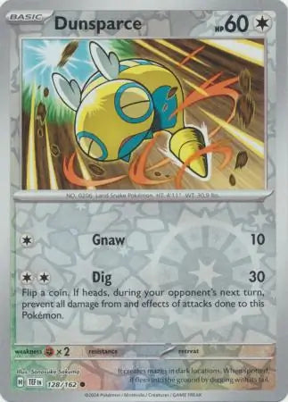 128/162 Dunsparce Reverse Holo Temporal Forces Pokémon Card