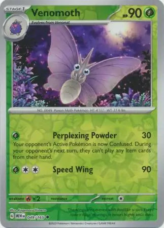 049/165 Venomoth Reverse Holo 151 Pokémon Card