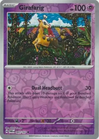 083/167 Girafarig Reverse Holo Twilight Masquerade Pokémon Card