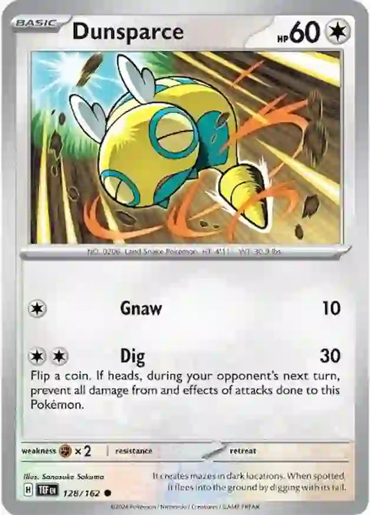 128/162 Dunsparce Scarlet & Violet Temporal Forces Pokémon Card