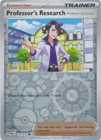125/131 Professor's Research Sycamore Reverse Holo Prismatic Evolutions Pokémon Card