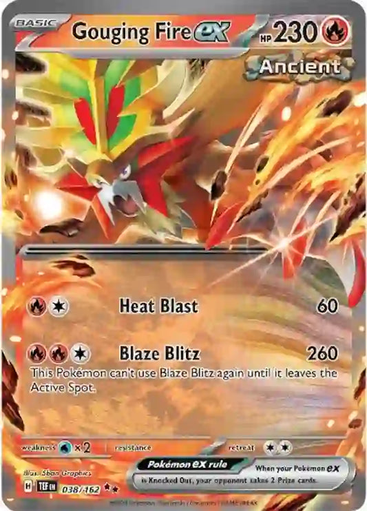 038/162 Gouging Fire ex Scarlet & Violet Temporal Forces Pokémon Card