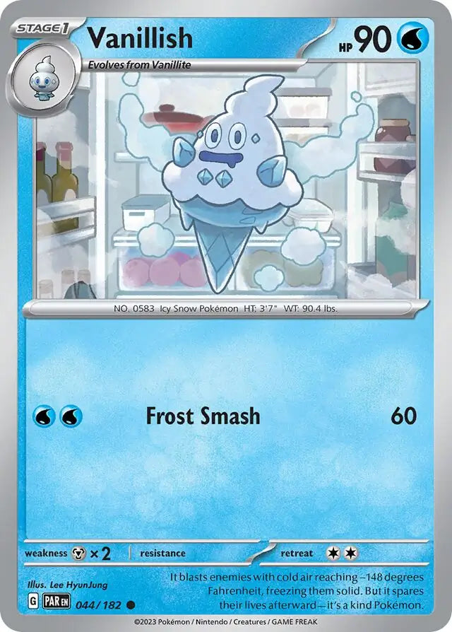 044/182 Vanillish Paradox Rift Pokémon Card