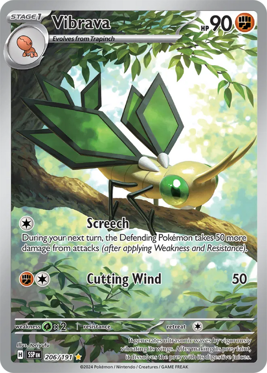 206/191 Vibrava Surging Sparks Pokémon Card