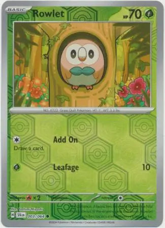 003/064 Rowlet Reverse Holo Shrouded Fable Pokémon Card