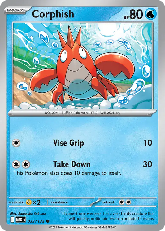 033/132 Corphish Mega Evolution Pokémon Card