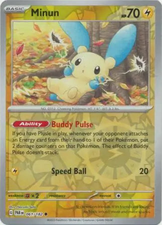 061/182 Minun Reverse Holo Paradox Rift Pokémon Card
