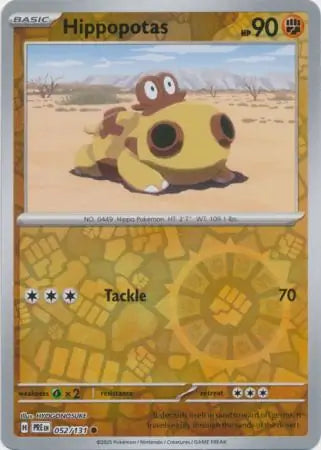 052/131 Hippopotas Reverse Holo Prismatic Evolutions Pokémon Card
