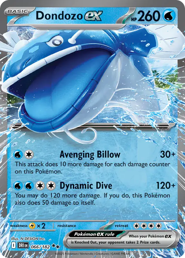 066/182 Dondozo ex Destined Rivals Pokémon Card