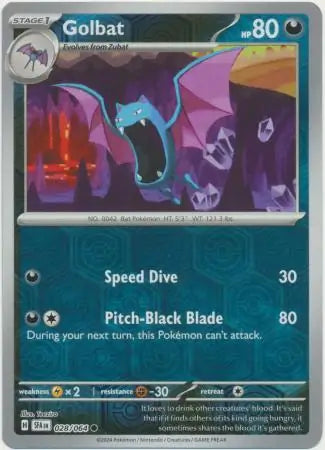 028/064 Golbat Reverse Holo Shrouded Fable Pokémon Card