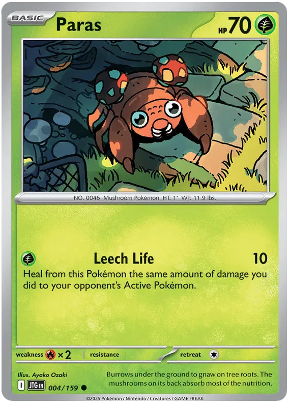 004/159 Paras Journey Together Pokémon Card