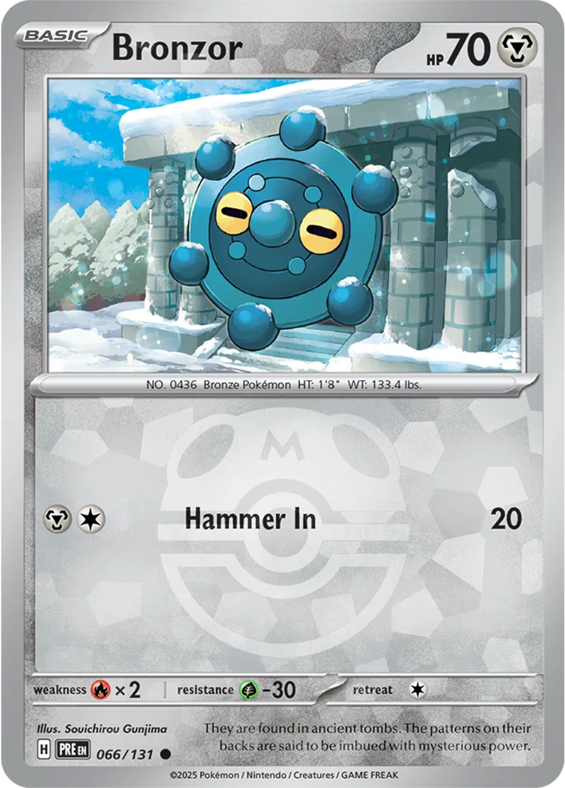 066/131 Bronzor Master Ball Holo Prismatic Evolutions Pokémon Card