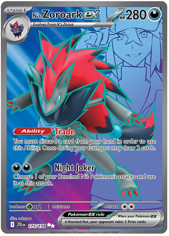 175/159 N's Zoroark ex Journey Together Pokémon Card