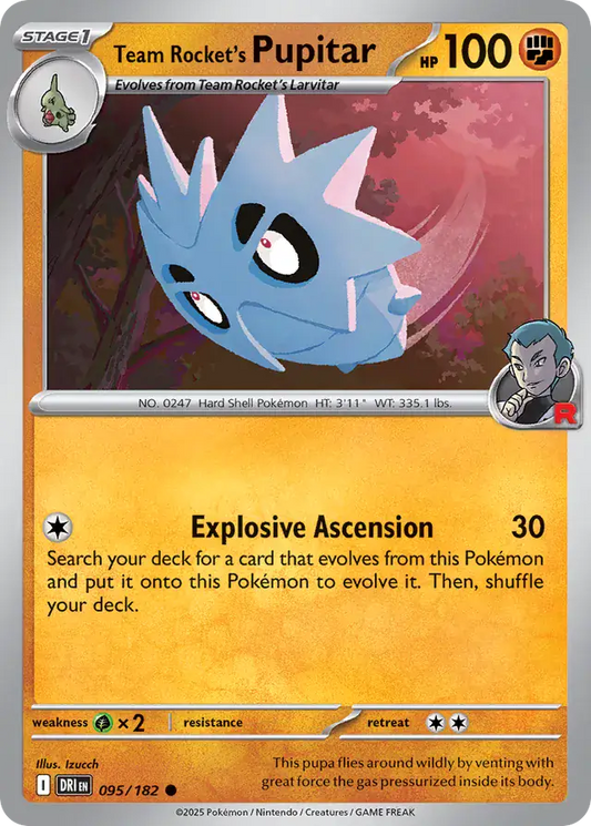 095/182 Team Rocket's Pupitar Destined Rivals Pokémon Card