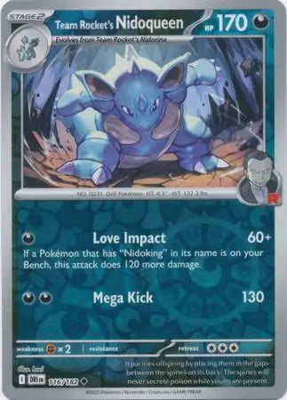 116/182 Team Rocket's Nidoqueen Reverse Holo Destined Rivals Pokémon Card