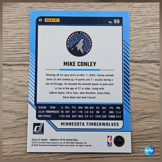 099 Mike Conley, Minnesota Timberwolves 2024/2025 Donruss Optic Basketball Panini Trading Card