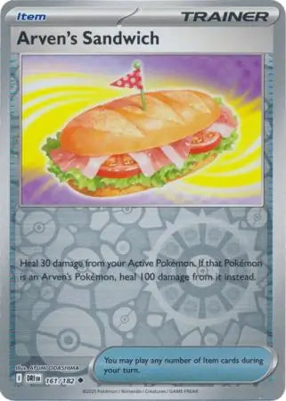161/182 Arven's Sandwich Reverse Holo Destined Rivals Pokémon Card