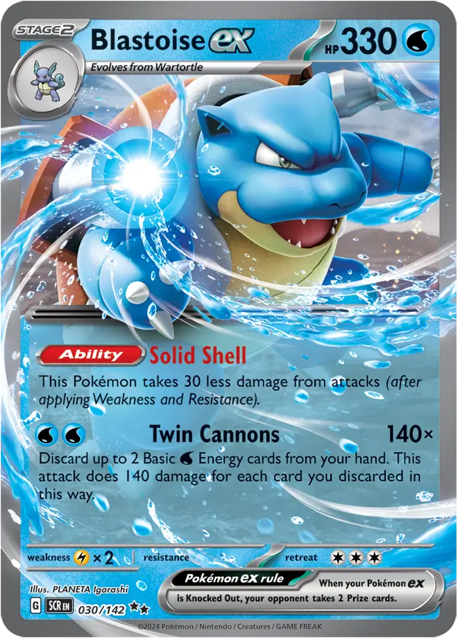 030/142 Blastoise ex Stellar Crown Pokémon Card