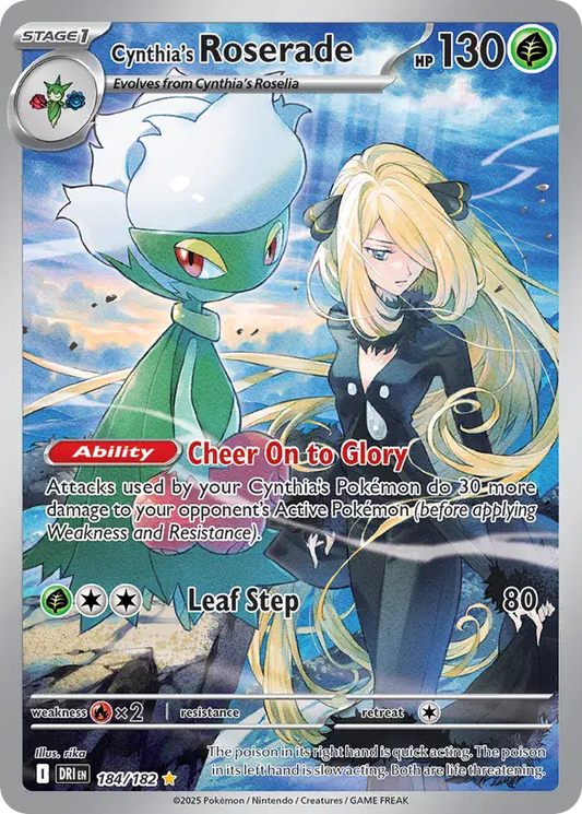184/182 Cynthia's Roserade Destined Rivals Pokémon Card